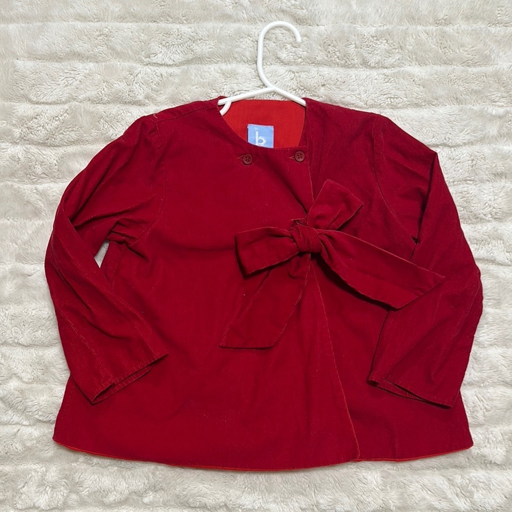 EUC Bella bliss Red corduroy cardigan/shawl size 6